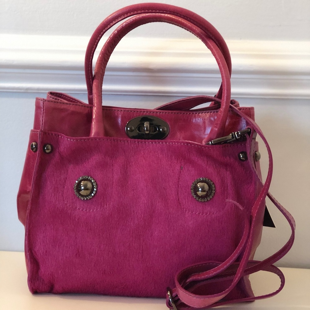 Pulicati Pink Calf Hair and Leather Handbag NWT